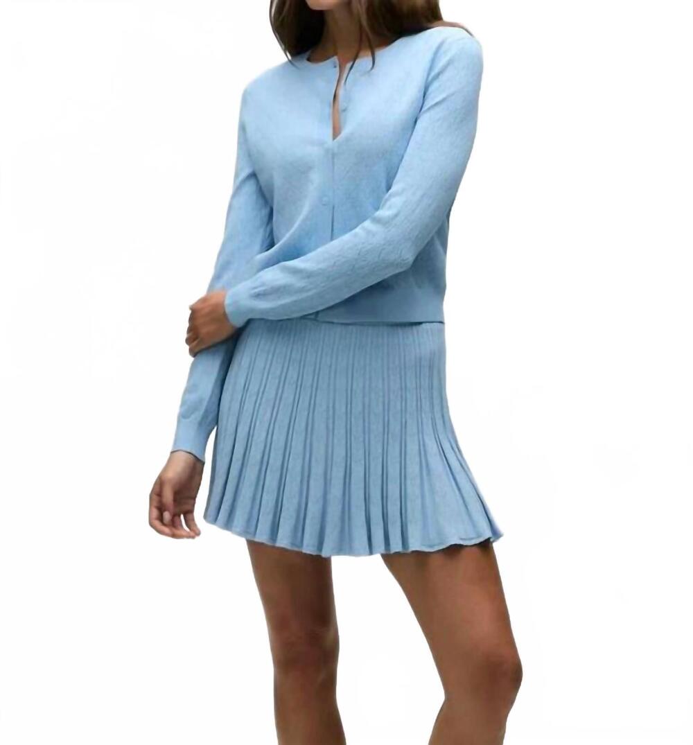 NEW GREYSON CLOTHIERS pointelle crewneck cardigan in wolf blue